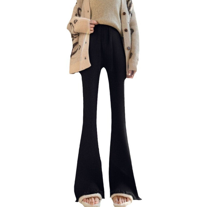 Comfortable ribbed knit pants for women with wide legs Lune London