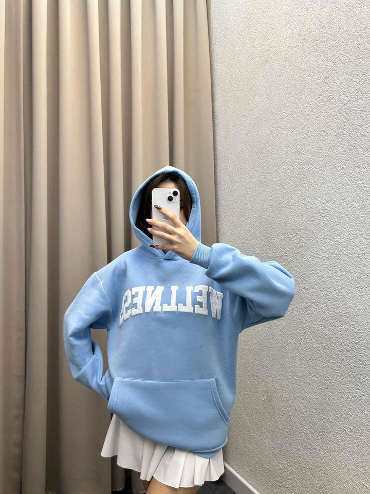 Ladies Hoodie with large logo and kangaroo pocket Lune London