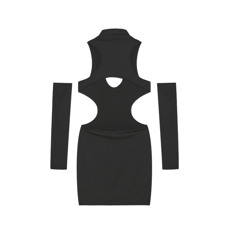 Mini dress with cutout for women with matching sleeves Lune London