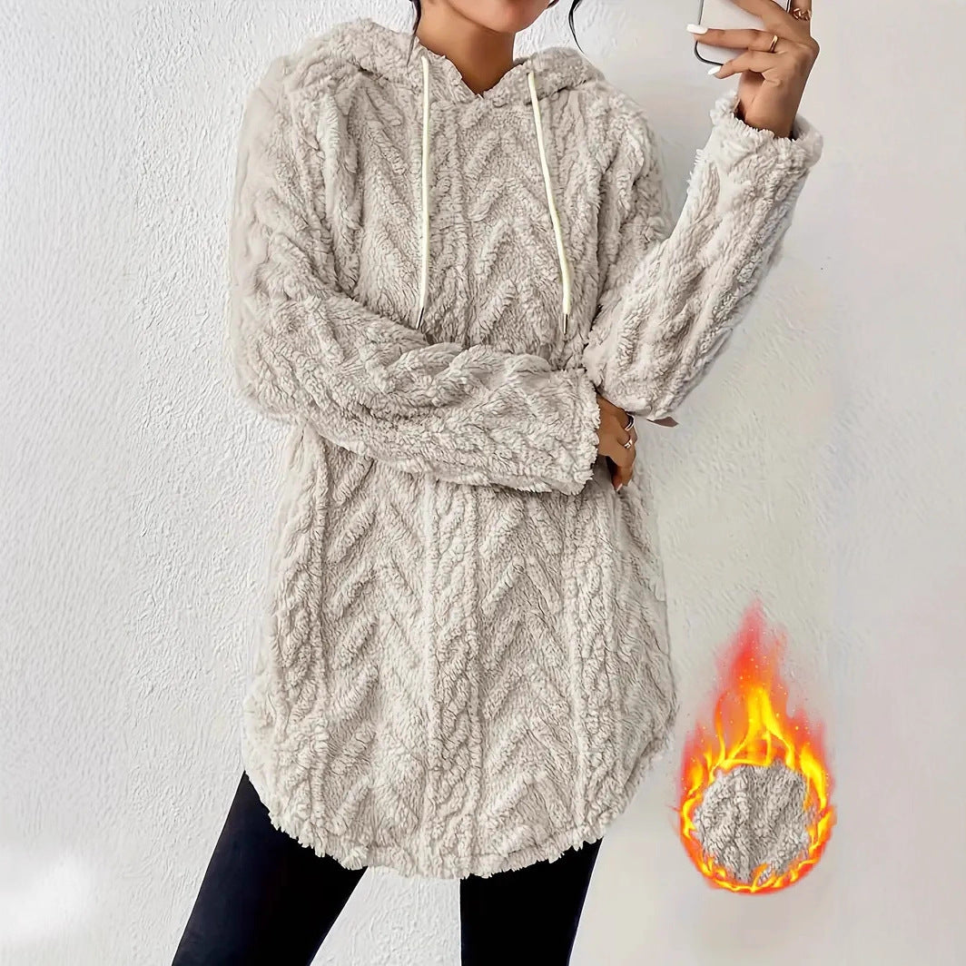 Ladies pleasant fleece pullover with hood and structured design Lune London