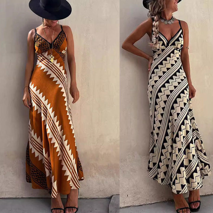 Lune London Women's Fluid Maxi Dress with Geometric Print