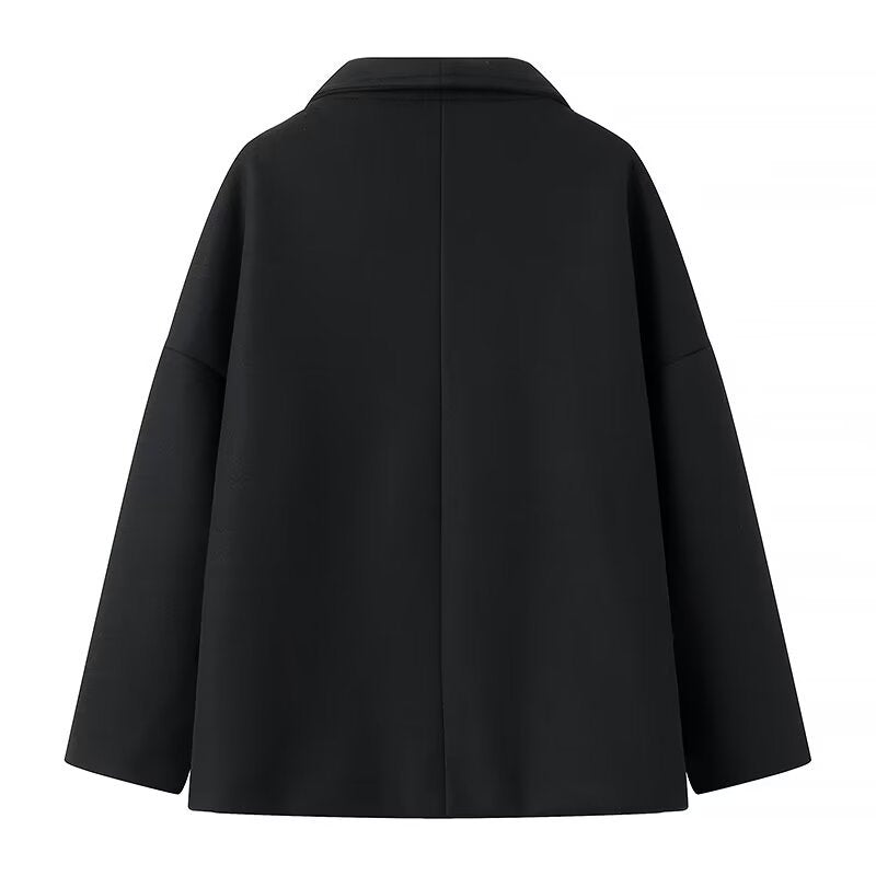 Women Oversized Fashion Jacket with Double-Breasted Button Row and Soft Lining Lune London