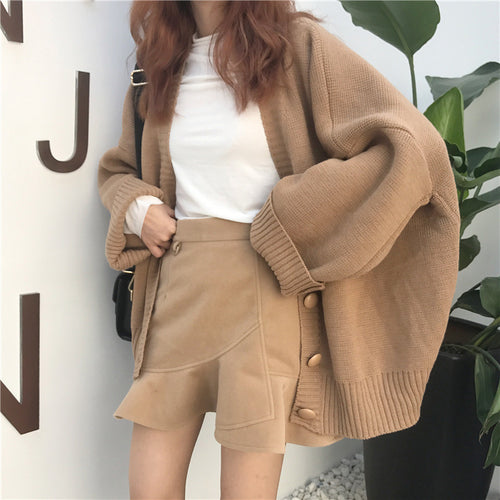 Cardigan tricoté pour femme large avec design décontracté et fermeture à boutons Chic & Stil