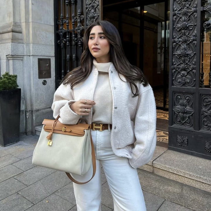 Transitional jacket for women with a modern fabric blend and practical pockets Lune London