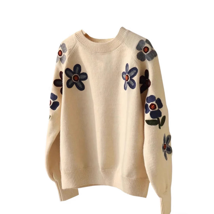 Pull féminin tendance avec design brodé floral Chic & Stil