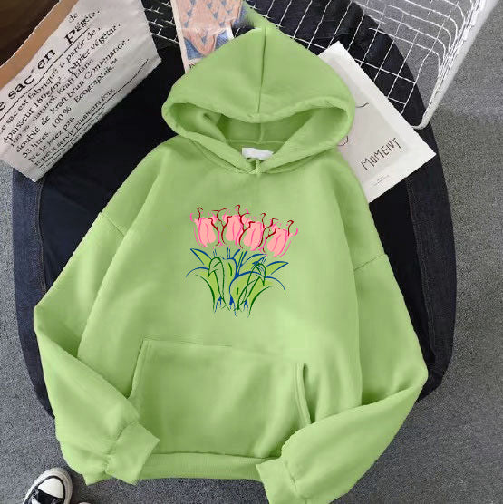 Women's hoodie with floral tulip motif Chic & Stil