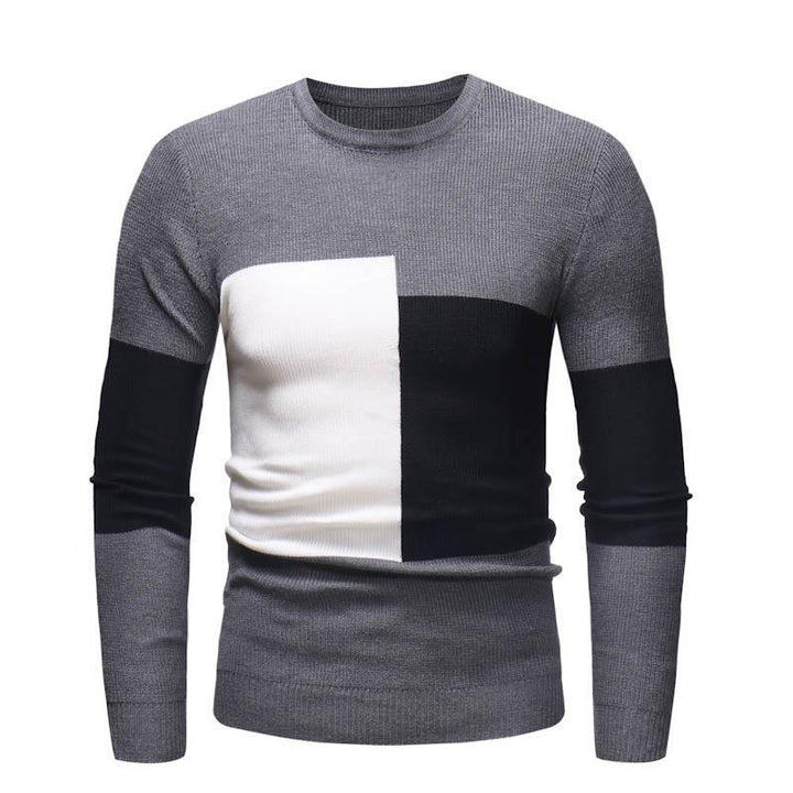 Designer men's sweater with modern block pattern Lune London