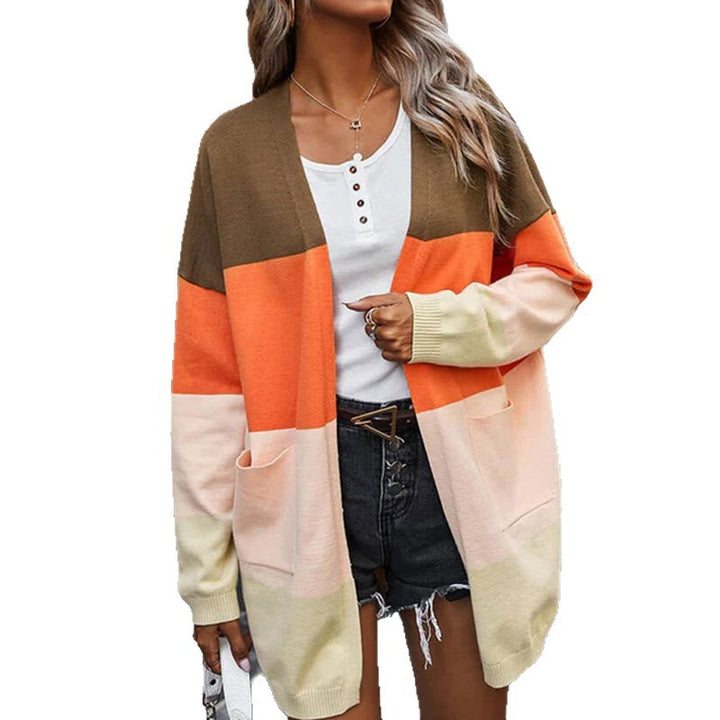 Cardigan pour femmes avec design color block et poches Chic & Stil