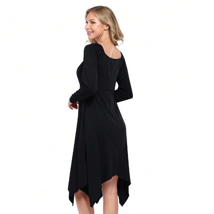 Asymmetrical long dress for women with long sleeves and ruched top Chic & Stil