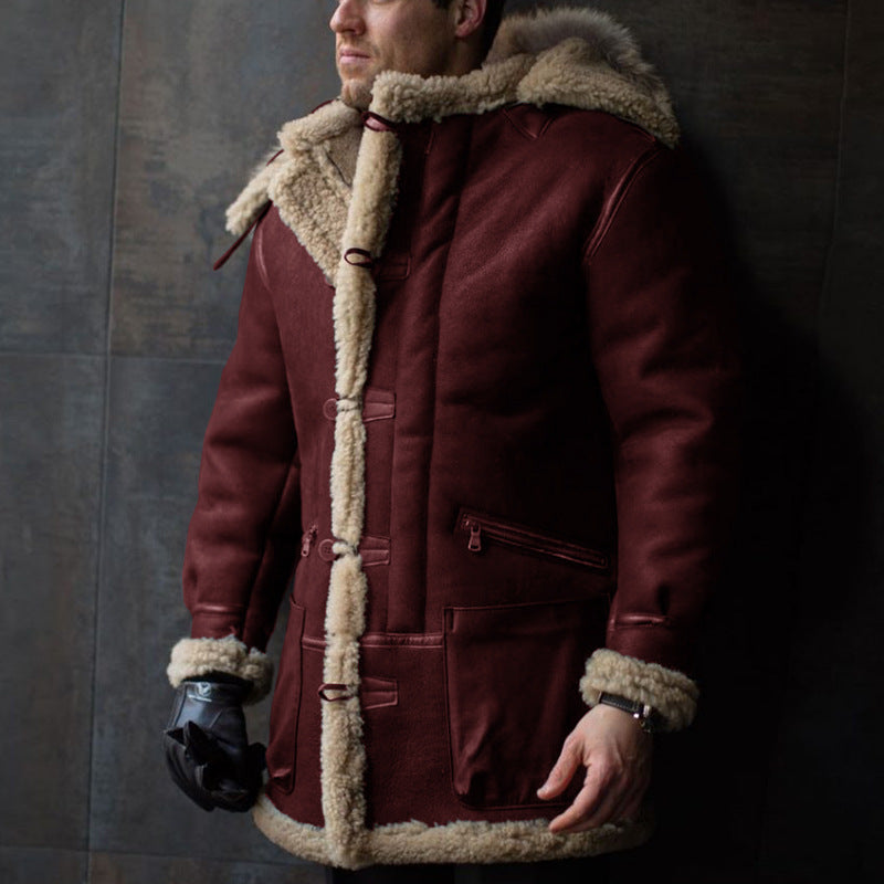 Men's Sheepskin Coat with Hood and Practical Pockets Lune London