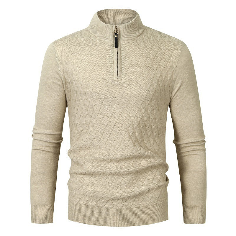 Knitted sweater for men with high collar and zipper Lune London