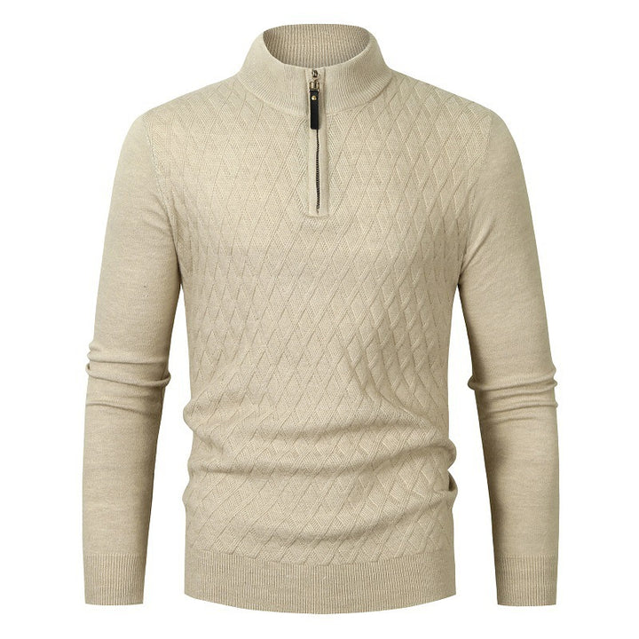 Knitted sweater for men with high collar and zipper Lune London