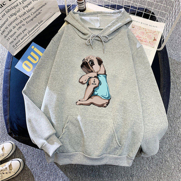 Women's hoodie with cute pug design Chic & Stil