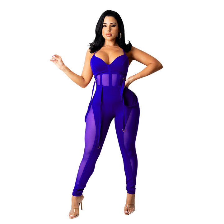 Ladies transparent panel jumpsuit Lune London