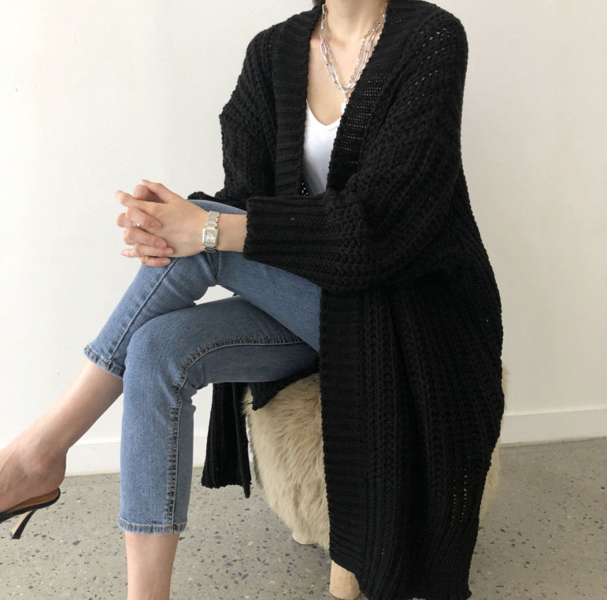 Oversized casual knit cardigan for women with open front Lune London