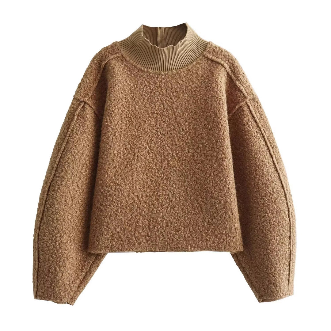 Chunky knit sweater for women with high collar Lune London