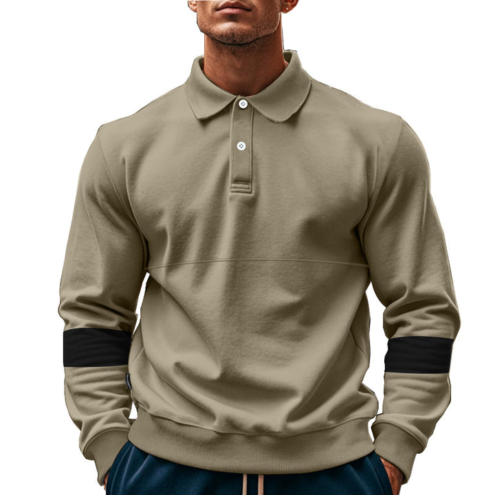 Long sleeve sweater for men with polo style details and contrasting cuffs Lune London