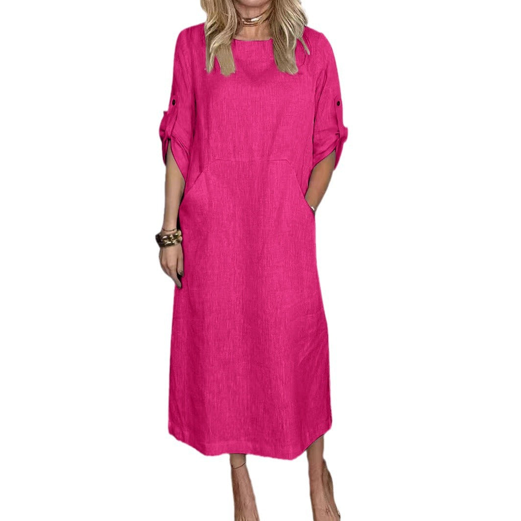 Women Casual Linen Dress with Practical Pockets and Stylish Button Details Lune London