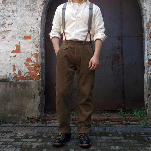 Men’s High-Quality Pleated Trousers with Adjustable Suspenders | Lune London