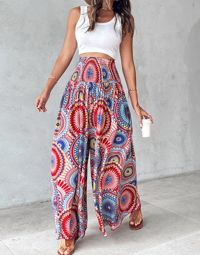 Ladies tropical print wide pants Lune London