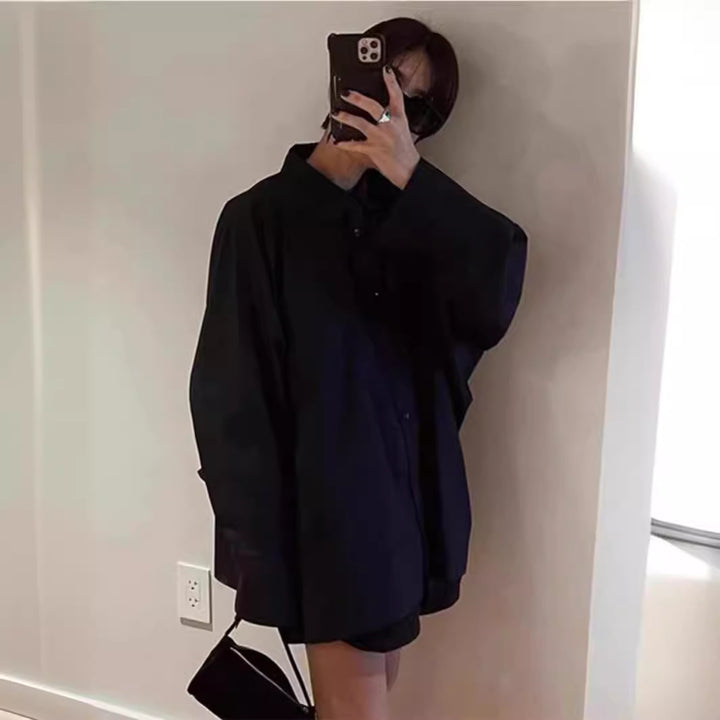 Chemise blouse pour femmes surdimensionnée avec col classique et poche latérale Chic & Stil