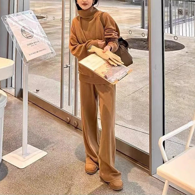 Pull en tricot taille haute pour femmes avec col montant à la mode et matériau doux Chic & Stil