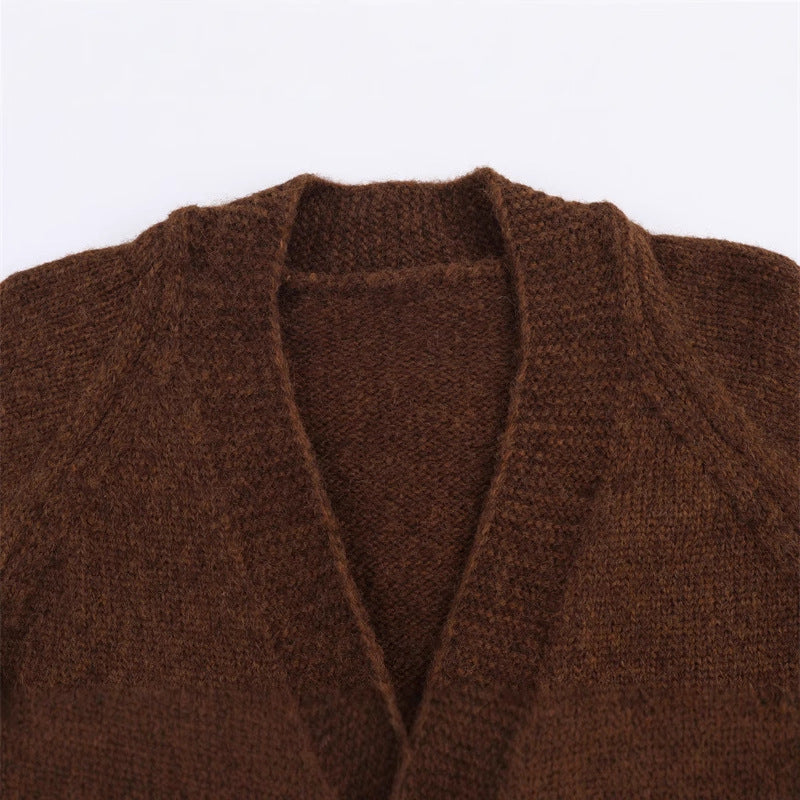 Chunky knit jacket for women with plus size and stylish button placket Lune London