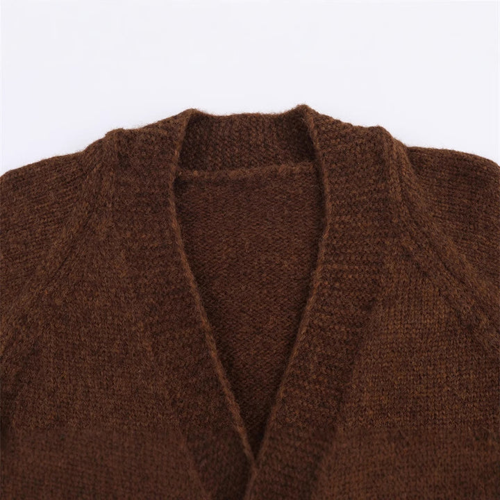 Chunky knit jacket for women with plus size and stylish button placket Lune London