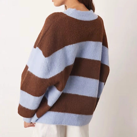 Pull en tricot oversize pour femme avec motif rayé et coupe large Chic & Stil