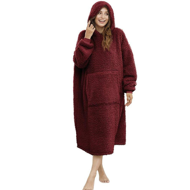 Men's cozy fleece bathrobe with hood and pockets Lune London