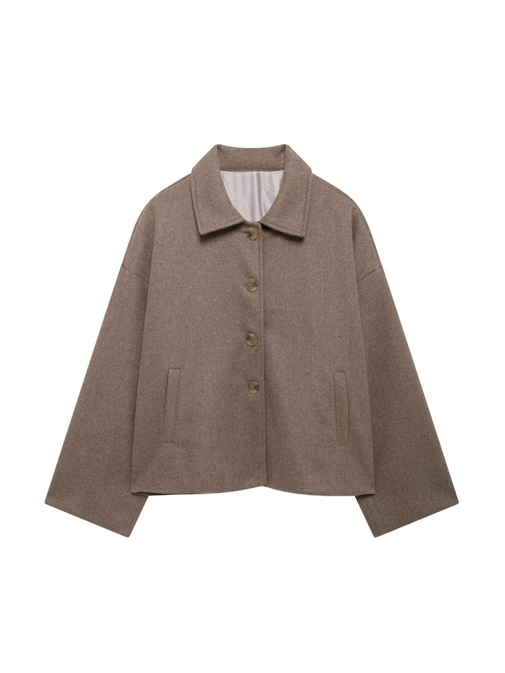 Ladies Oversized Wool Jacket with Decorative Buttons Lune London