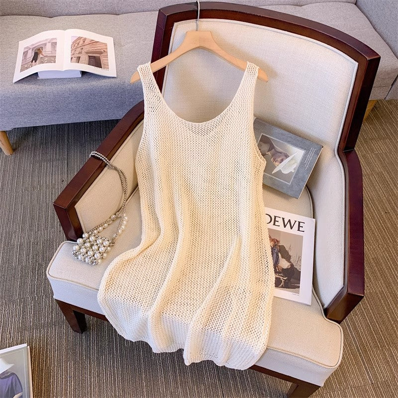 Ladies lightweight knit jumpsuit with a fine mesh pattern Lune London