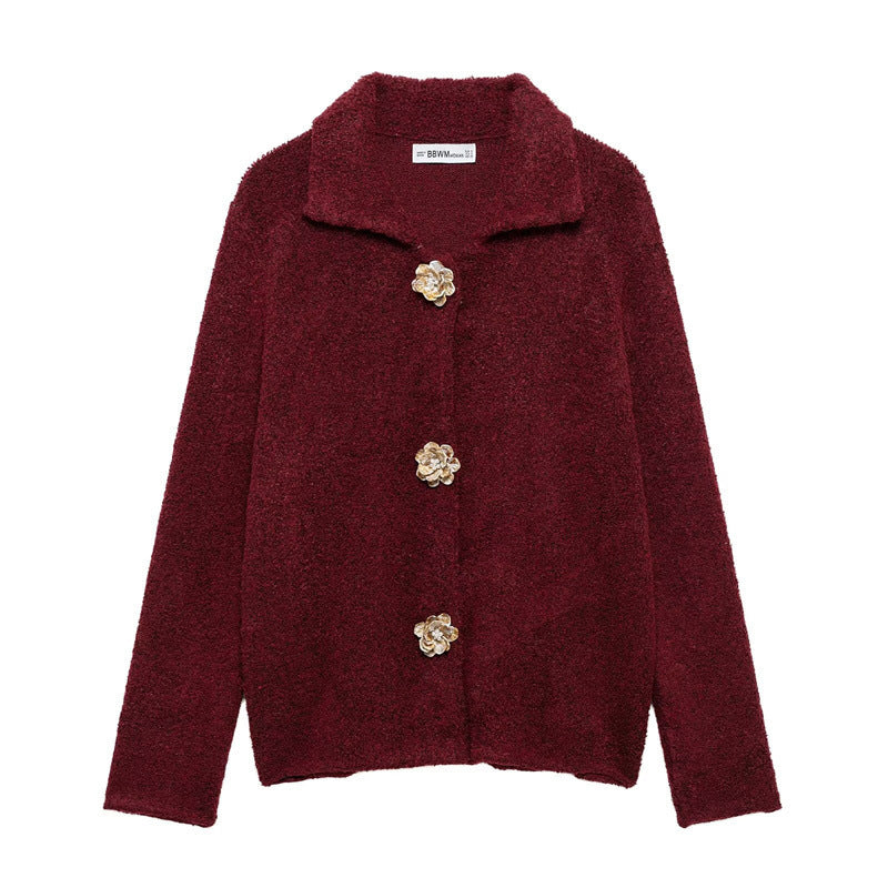 Ladies plush jacket with elegant button details Lune London