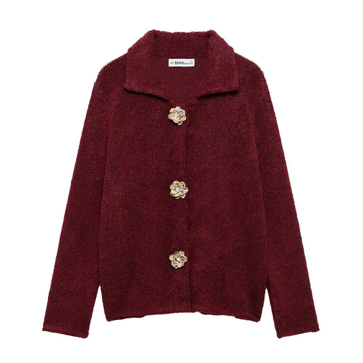 Ladies plush jacket with elegant button details Lune London
