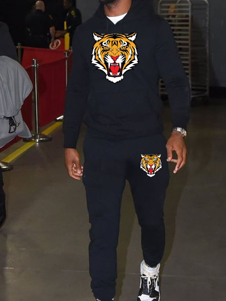 Men's sporty hoodie set and joggers with tiger pattern Lune London