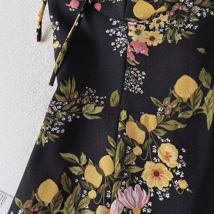 Maxi dress for women with floral design and thin spaghetti straps Lune London