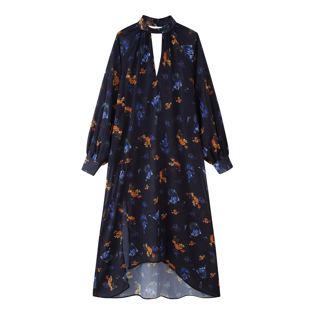 Maxi dress for women with elegant high neck and floral design Lune London