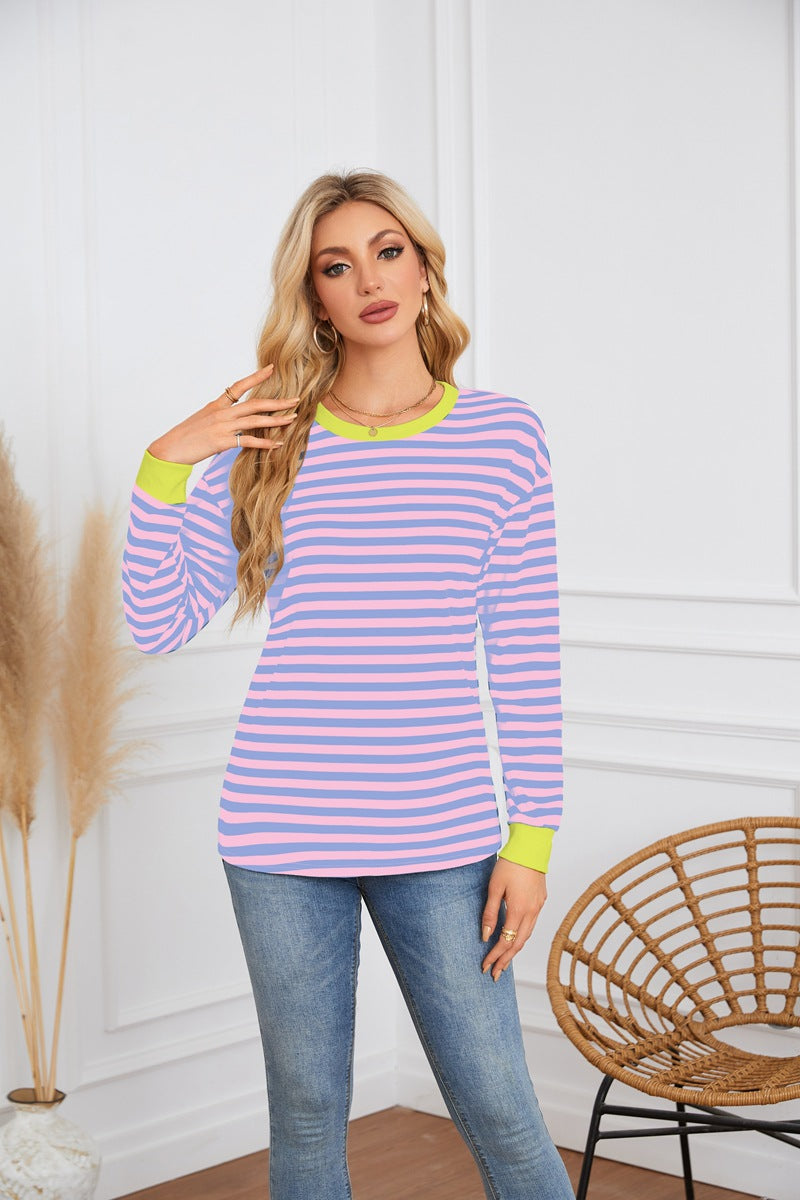 Striped long sleeve ladies t-shirt with round neck Lune London