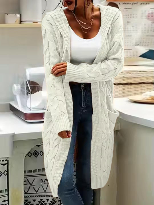 Cardigan en gros tricot pour femmes avec motif en cable élégant et poches pratiques Chic & Stil