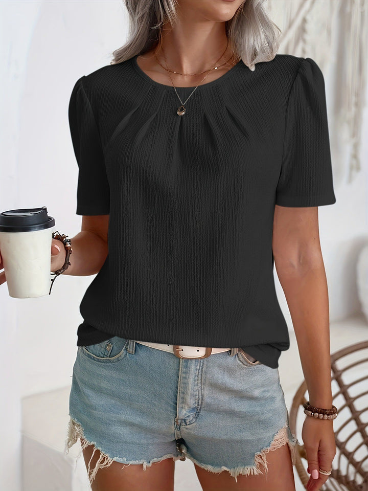 Women's Fashion Top with Textured Design and Puff Sleeves Lune London