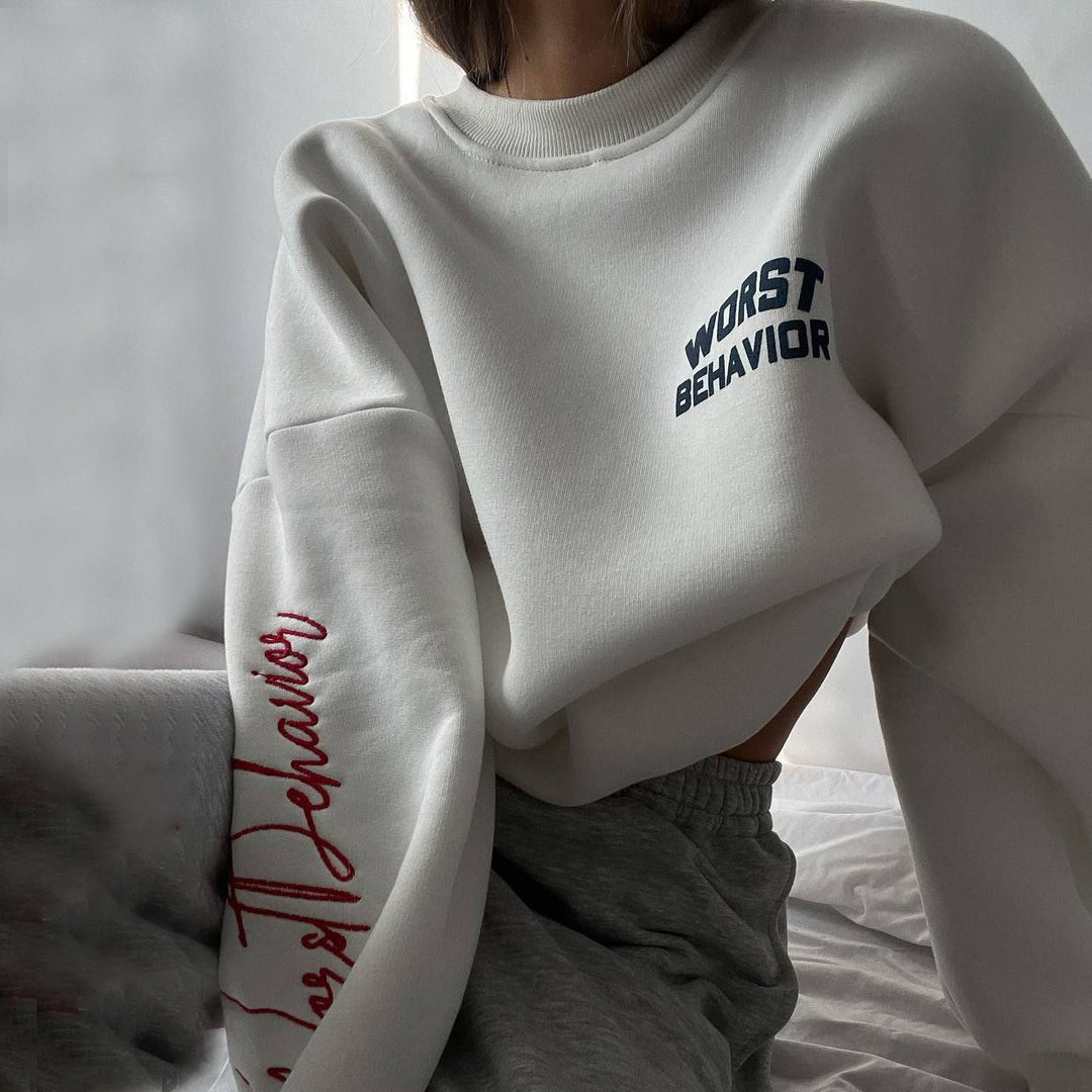 Women's Oversized Sweatshirt with Creative Retro Print Lune London