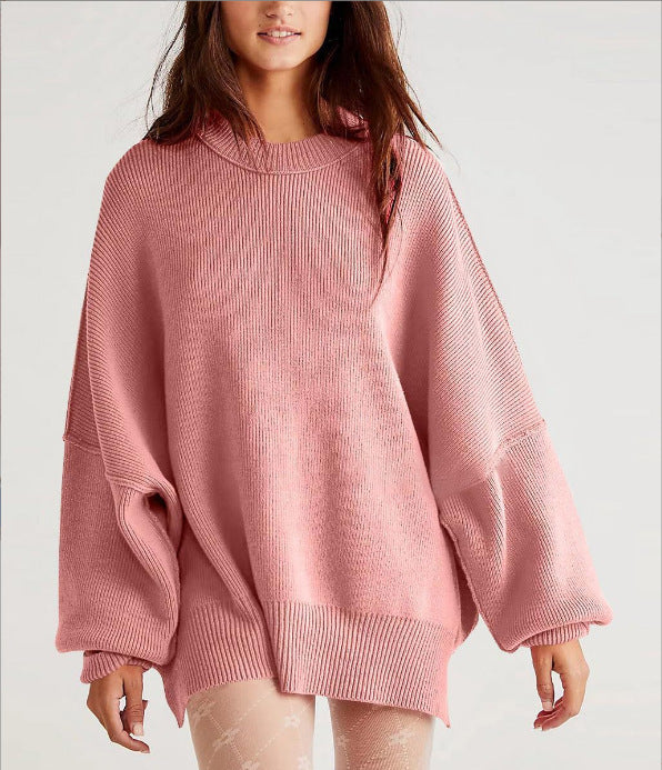 Oversized knitted sweater for women with wide sleeves and a textured surface Lune London