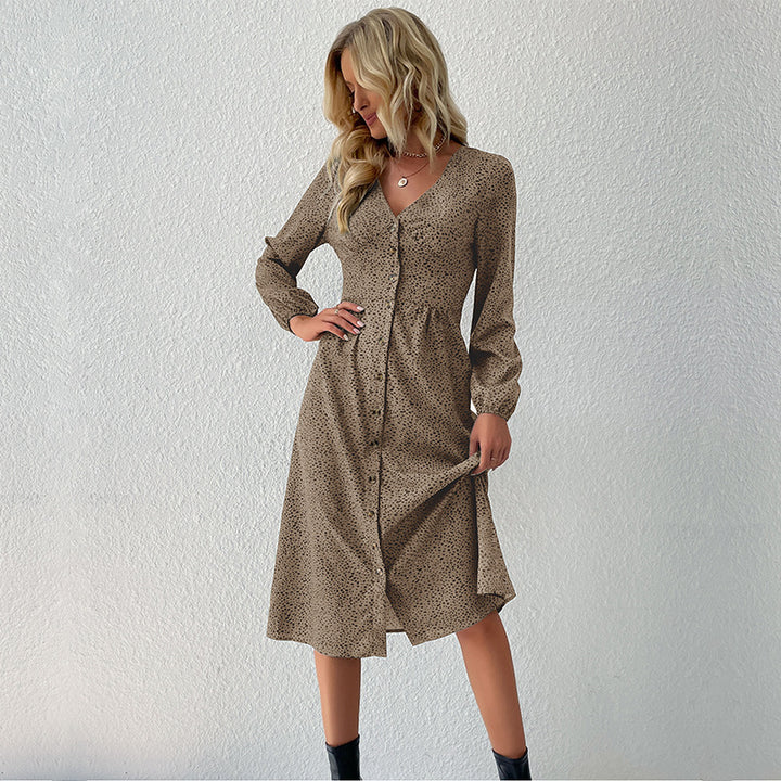 Midi dress for women with buttoning and voluminous sleeves Lune London