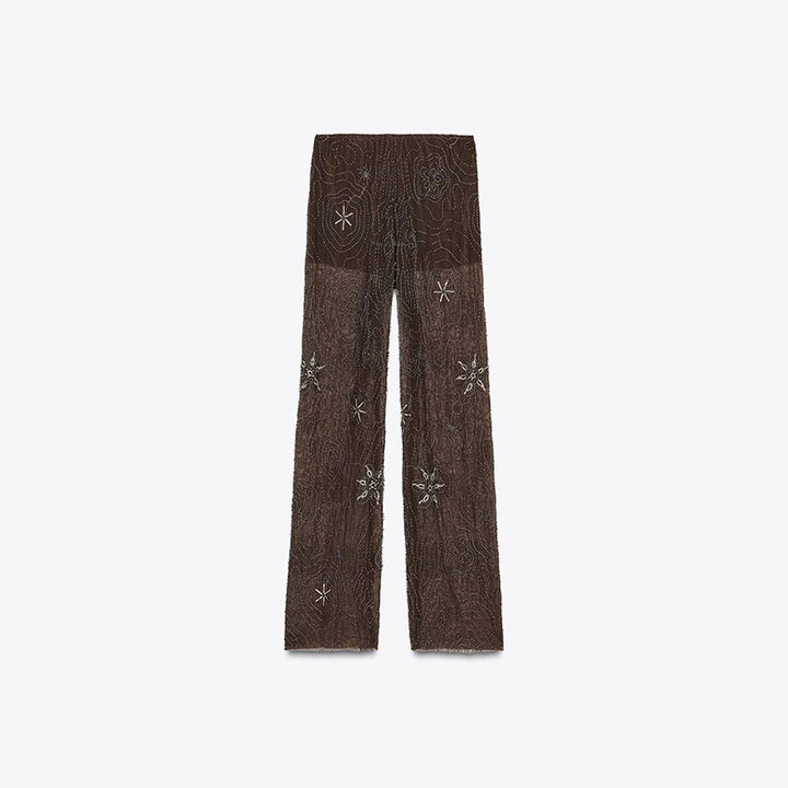 Ladies Elegant, embroidered Sequins Palazzo style Chic pants and Style