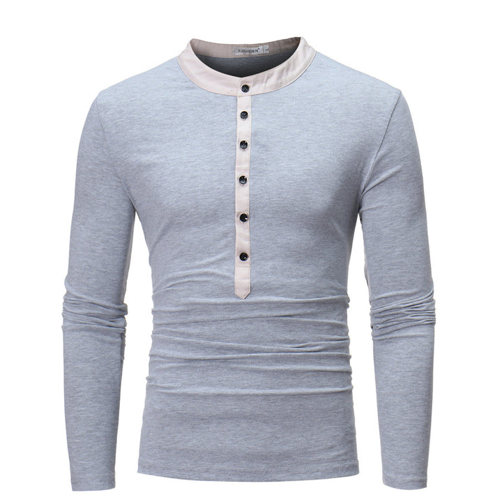 Men's long sleeve shirt with trendy high collar and button detail Lune London
