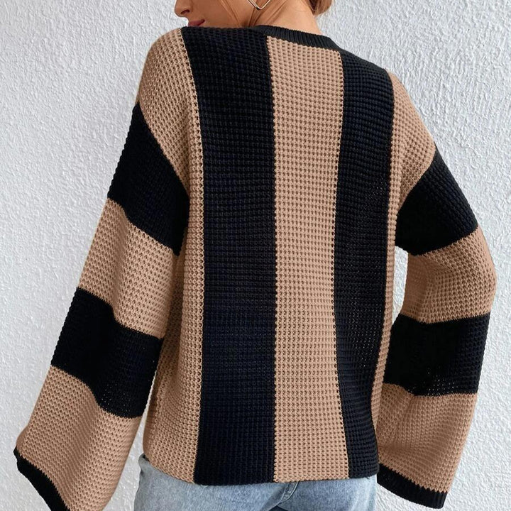 Oversized knitted sweater for ladies with a trendy striped pattern Lune London