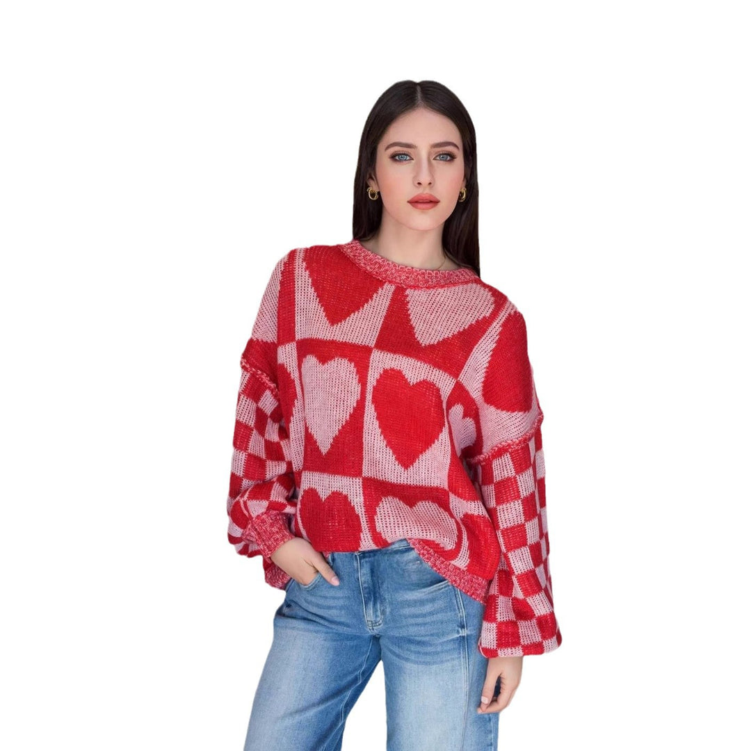 Knit heart pattern sweater for women Lune London