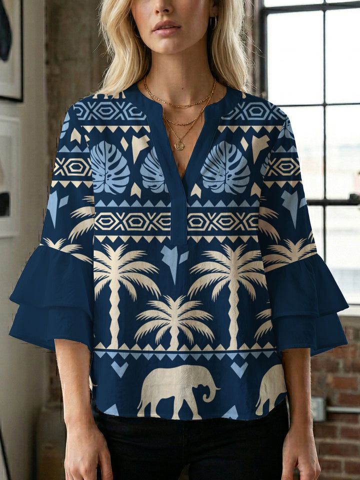Women's blouse with voluminous ruffled sleeves and modern design Lune London