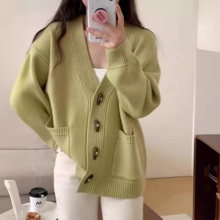 Ladies Comfortable Knit Vest with Modern Buttons and Pockets Lune London