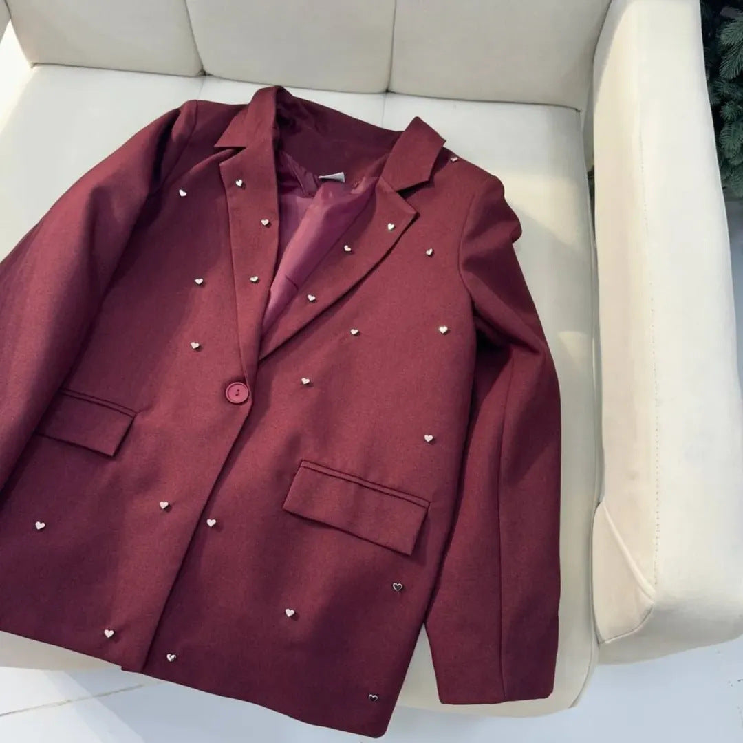 Ladies Elegant Oversized Blazer with Heart-Shaped Applications Lune London